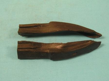 Roofrail Ends (Pair)
- these were metal cores that have been used to remold new weatherstripping around them.  (we need your cores before we can ship out replacements)