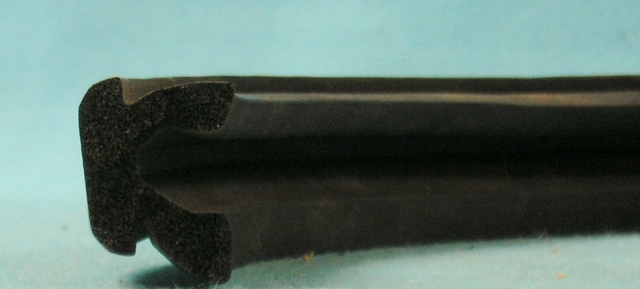 Roof Rail Weatherstrip for HT's - All C-body. Used over rear glass on some 1952-62. Used on downward rear leg on 1963-64. <b>Sold by the foot<b>