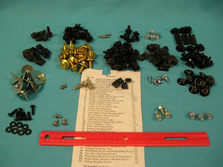 Underhood & Trunk Bolt kit - 164 Items - Similar but not exact, to detail shown with part GM-300