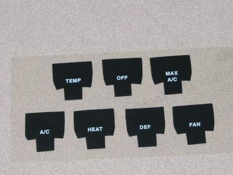 A/C Button Kit - A/C Control Knob Lettering