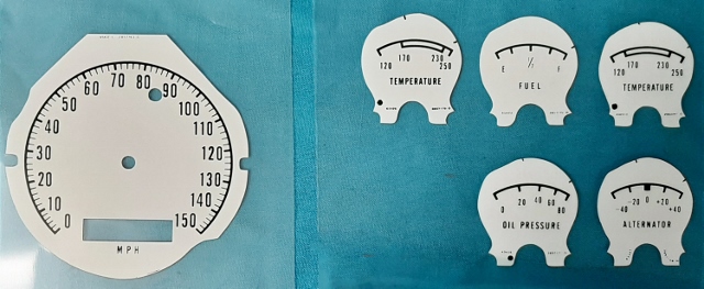 Speedo-fuel-temp-oil-alt - Decal set - White face / black lettering.