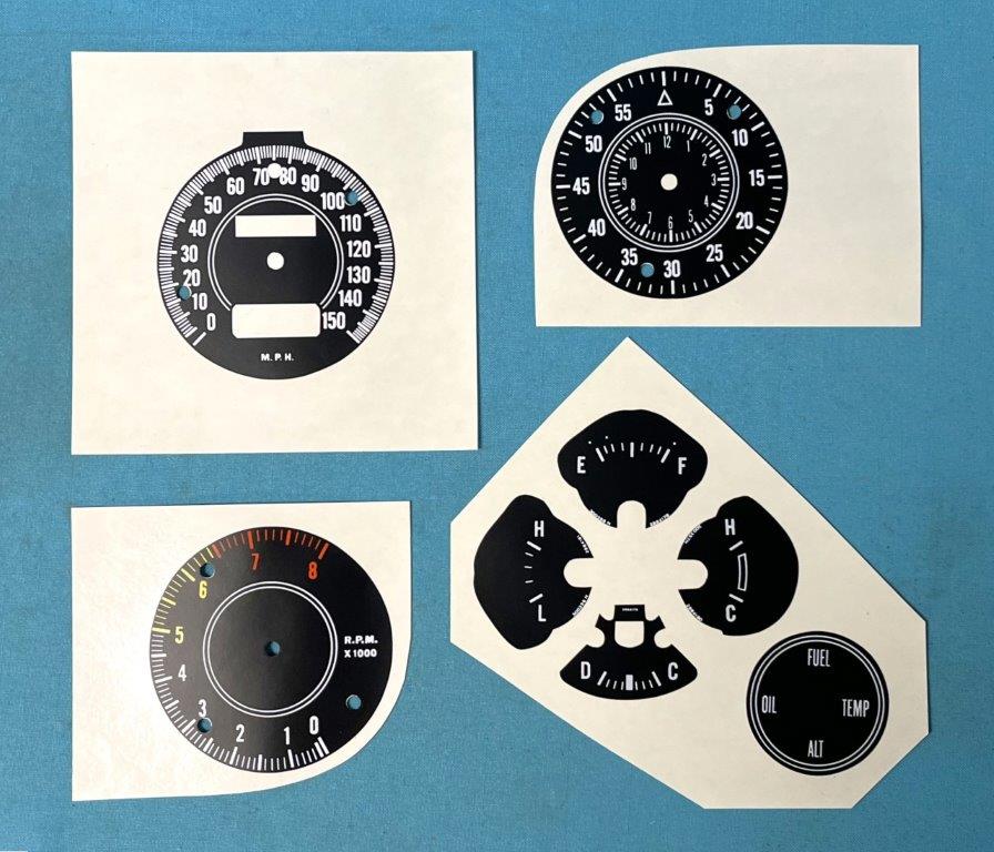 Instrument Cluster Lettering, remote set: Odometer reset/clock reset knobs are through the woodgrain