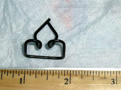 Wire Molding clip.  This clip has wide range of applications.  Some listed below:
1964-65 Cuda Quarter panel peak mldgs
1965 Valiant - quarter panel peak mldg.
1964 Valiant - Quarter panel peak mldg