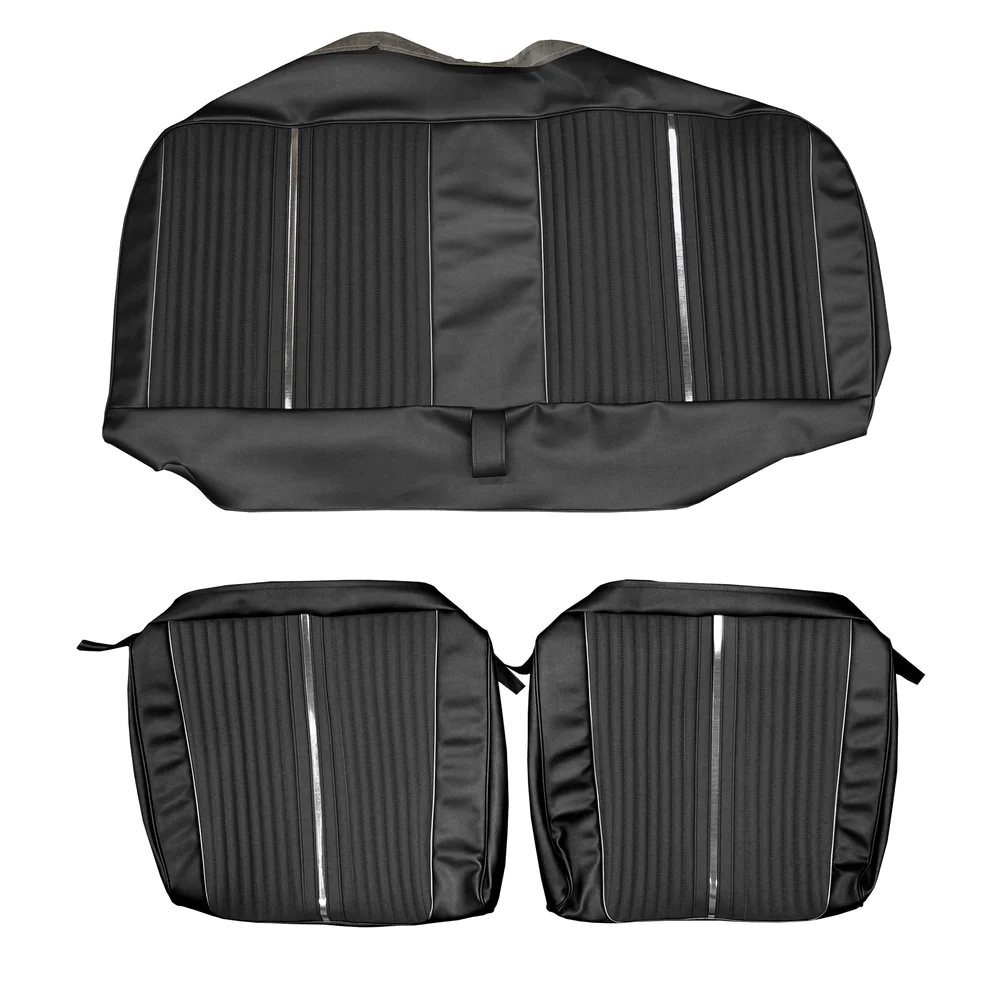 Seat Upholstery, Rear bench - Convertible (Heat sealed Ribbed inserts with chrome accent band and Bison grain skirts)