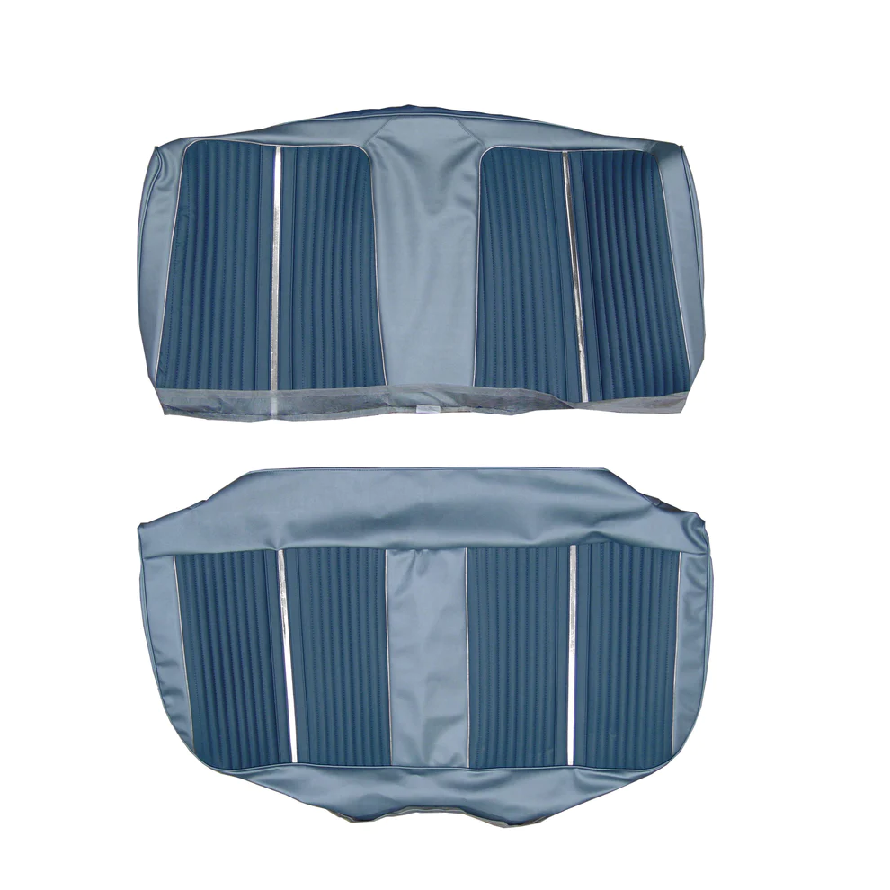 Seat Upholstery, Front straight bench (Heat sealed Ribbed inserts with chrome accent band and Bison grain skirts)