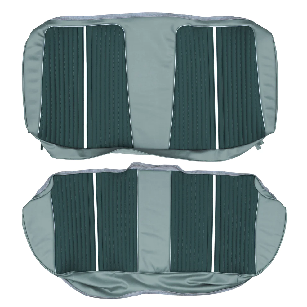 Seat Upholstery, Rear Bench - Station Wagon (Heat sealed Ribbed inserts with chrome accent band and Bison grain skirts)