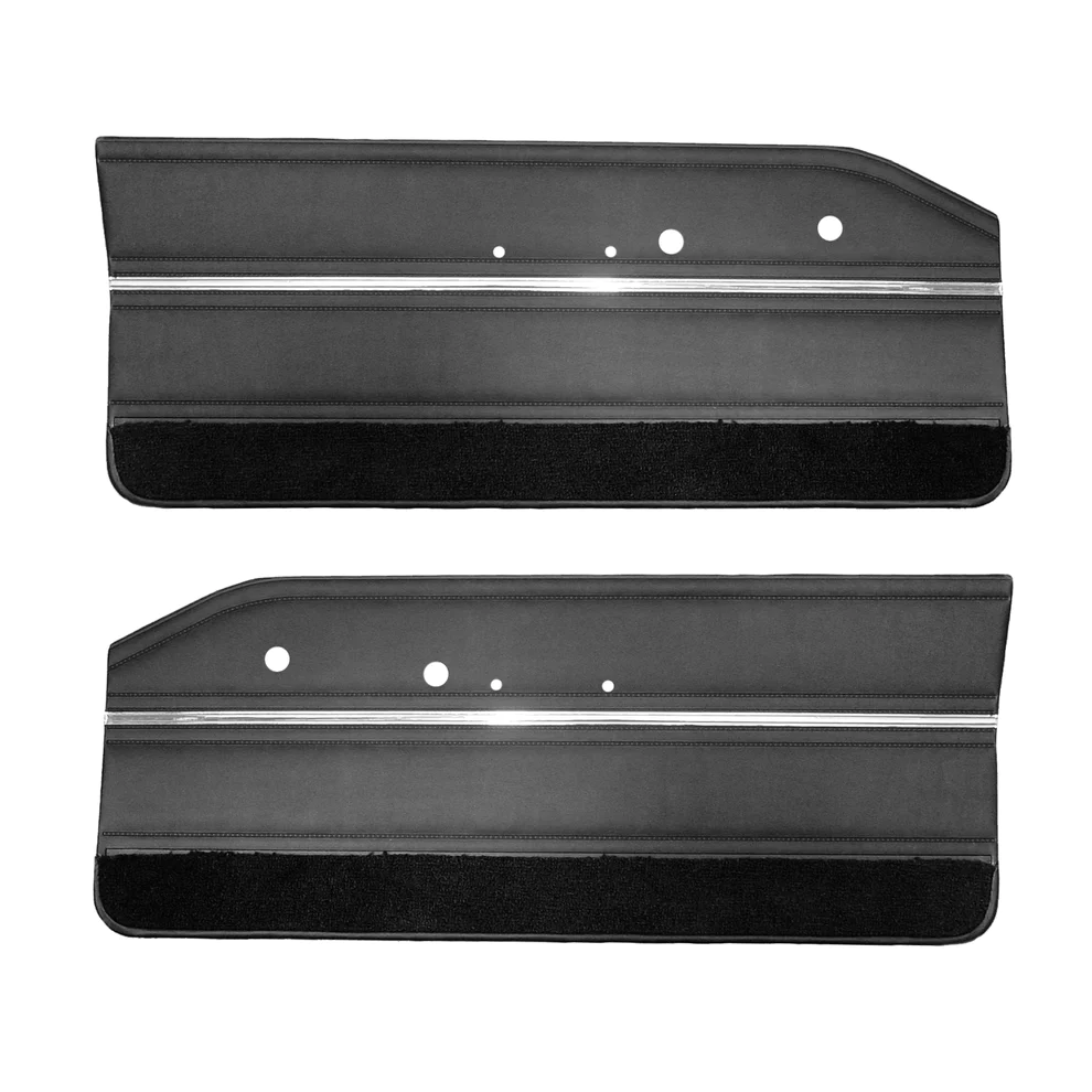 Front door panels. Pair. Dart GT Die-electrically heatsealed Bison grain. Bucket style.  Customer must reuse original trim. Please specify carpet color at time of order as well as color of upholstery.  For web orders that is in the notes.