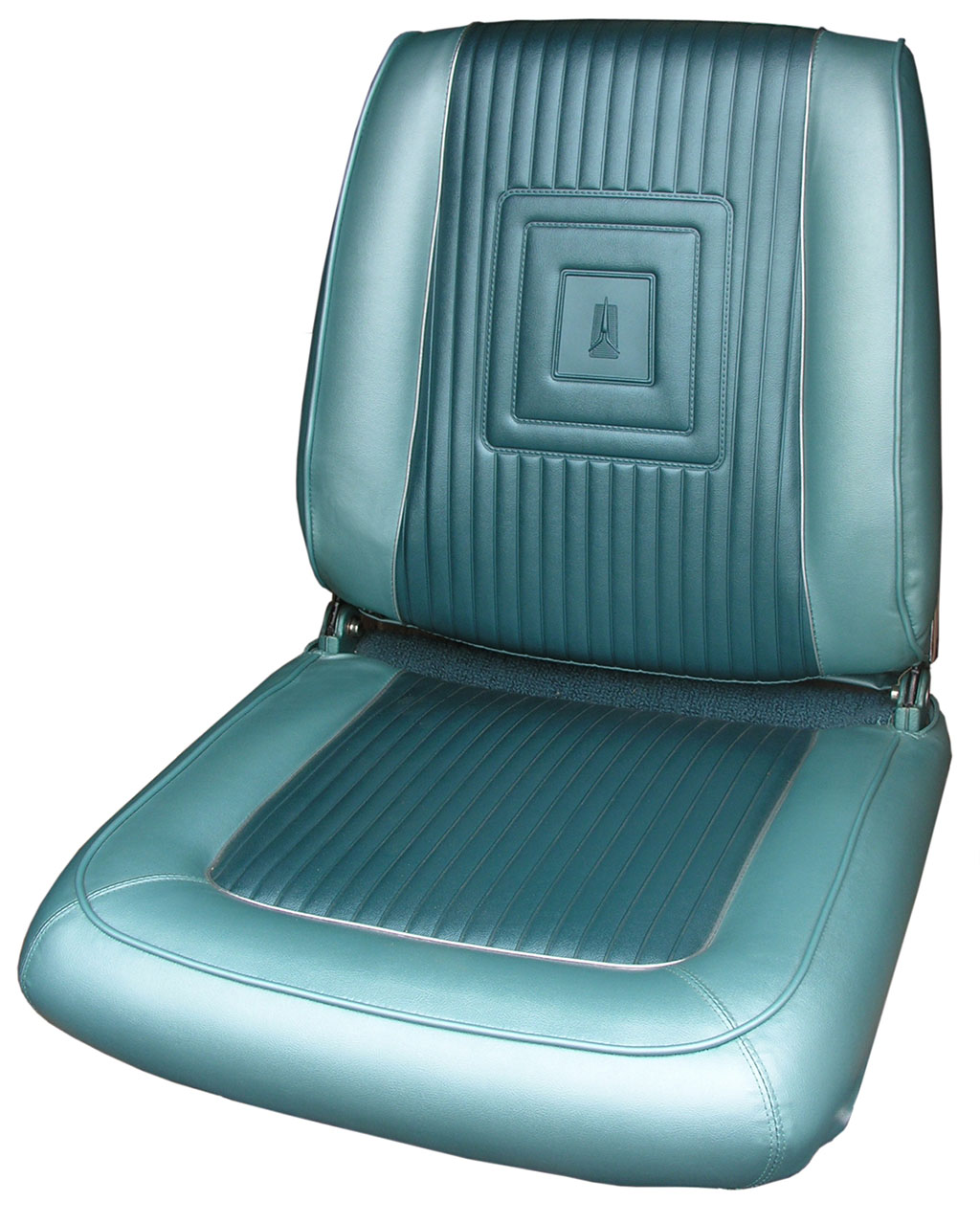 Seat Upholstery, Front buckets, pair (Heat sealed Bison grain inserts and skirts with silver tinsel welt.) Please specify silver tinsel or color of vinyl cordwelt around seat and back panel inserts at time of order.  Please specify carpet color of stretch panel at time of order.  Dark Metallic Gold excluded from this price - quoted at time of order....
