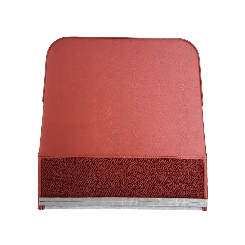 Seat Upholstery, Pre-sewn vinyl & carpet front seat backs w/new boards (Heat sealed Bison grain inserts and skirts with accent surrounding insert)