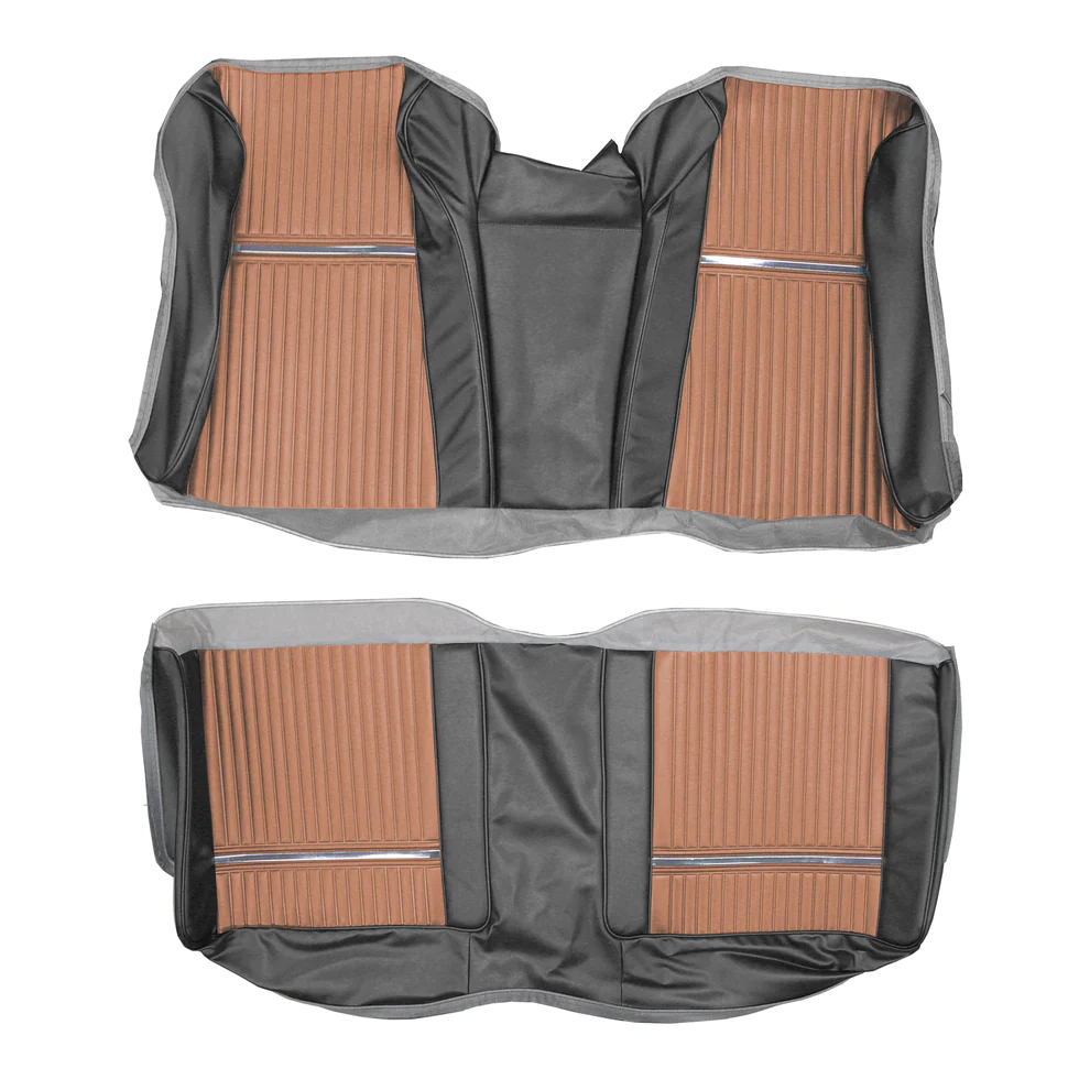 Seat Upholstery, Rear bench - Hardtop (Heat sealed Cologne grain inserts with chrome accent bad and Bison grain skirts) - Sport Fury