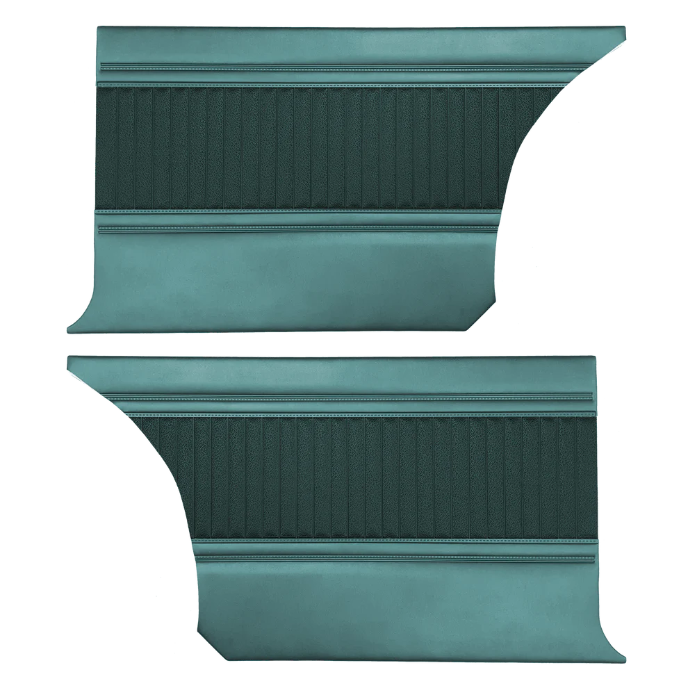 Rear door panels. Pair.
Belvedere II 
Die-electrically heat-sealed cologne grain vinyl with crator grain inserts.

Please indicate color choice in NOTES box.

**NOTE: For color choice 619-Gold/Light gold, a sample approval is required