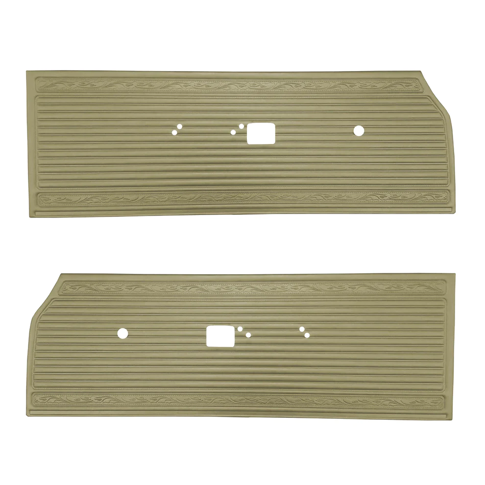 Front Door Panels. Pair.
Bucket style
Die-electrically heat sealed ribs and detailed western scroll.
Please indicate color choice in the NOTES box.
**NOTE: for choice 614-gold, a sample approval may be required.