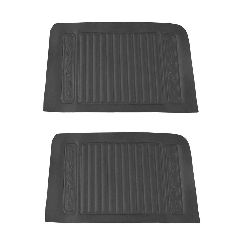 Rear door panels. Pair. Convertible
Bucket style
Die-electrically heat sealed ribs and detailed western scroll.

Please indicate color choice in NOTES box

**NOTE: color choice 614-gold may require a sample approval