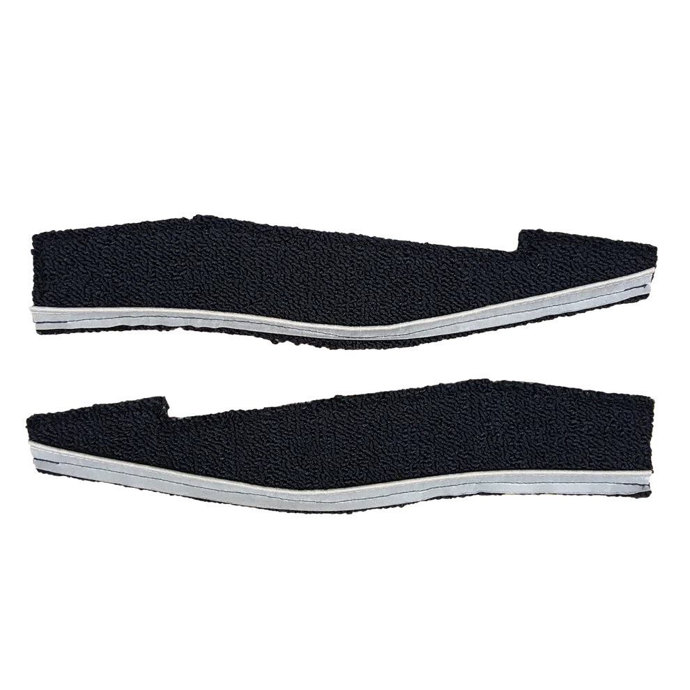 Seat Upholstery, Convert. rear seat bottom carpeted lower trim panels pre-cut, sewn to board, ready to install, pair (Cirrus grain inserts and Cologne grain skirts) Coronet 440 models.