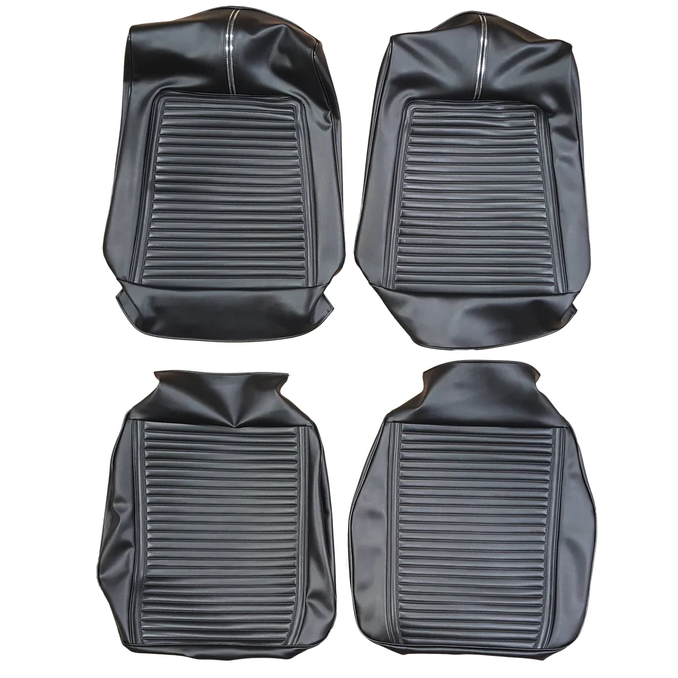Seat Upholstery, Front bucket seats, pair (Cologne grain heat sealed inserts and skirts with chrome accent band) - Sport Fury