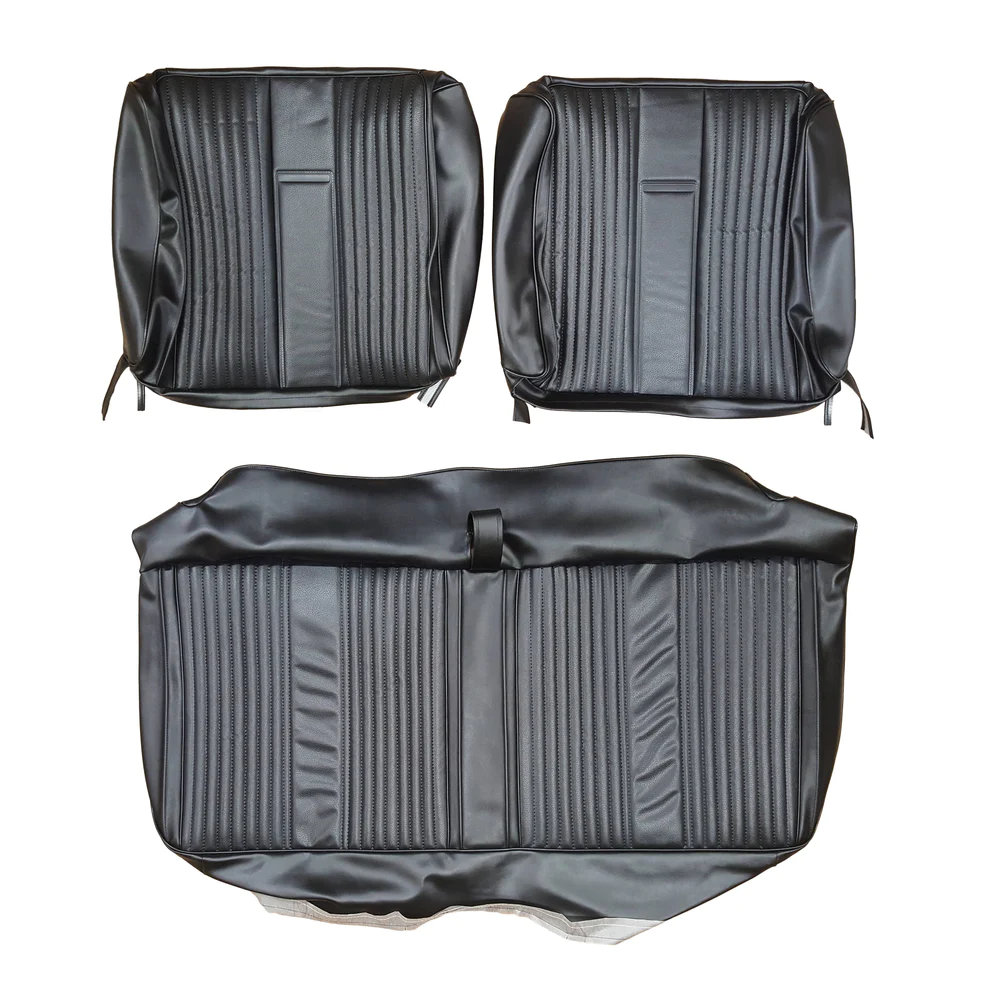 Seat Upholstery, Front split bench (Bambino grain inserts with heat sealed center panel and Cologne grain skirts)