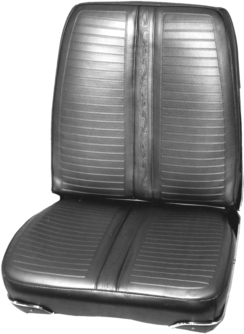 Seat Upholstery, Front buckets, pair (Heat sealed Cologne grain pleated inserts with western scroll center strip & Cologne Grain Skirts)