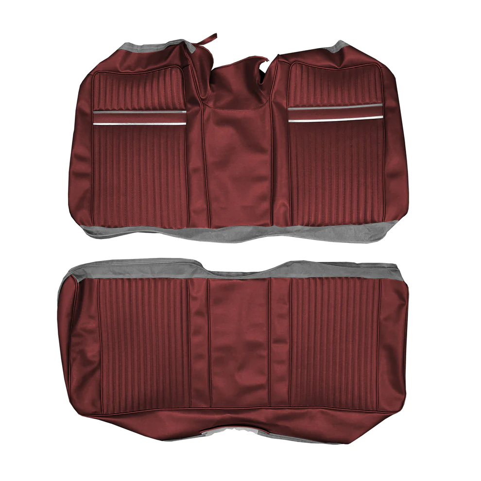Seat Upholstery, Rear bench - Convertible (Cologne grain heat sealed inserts and skirts with chrome accent band) - Sport Fury