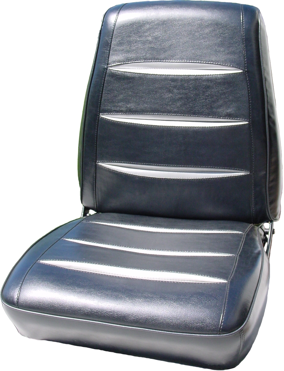 Seat Upholstery, Front buckets, pair (Ascot grain insert and Dorchester grain skirt with Cologne grain pleats with 3 tucked pleats per cushion)