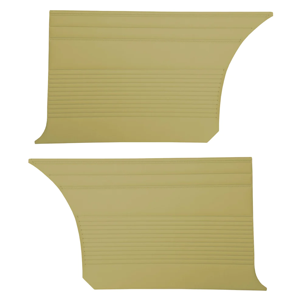 Rear door panels. Pair.

Die-electrically heat sealed Cologne grain vinyl with map pockets.  Bucket Style