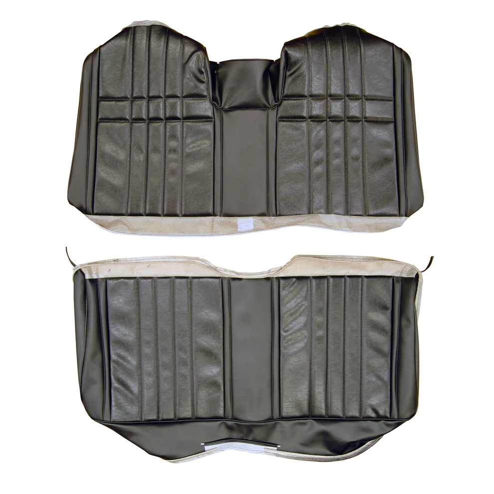 Seat Upholstery, Rear bench - Convertible (Cologne grain inserts and Cologne grain skirts w/chrome accent band and Bambino inlay) - Fury III