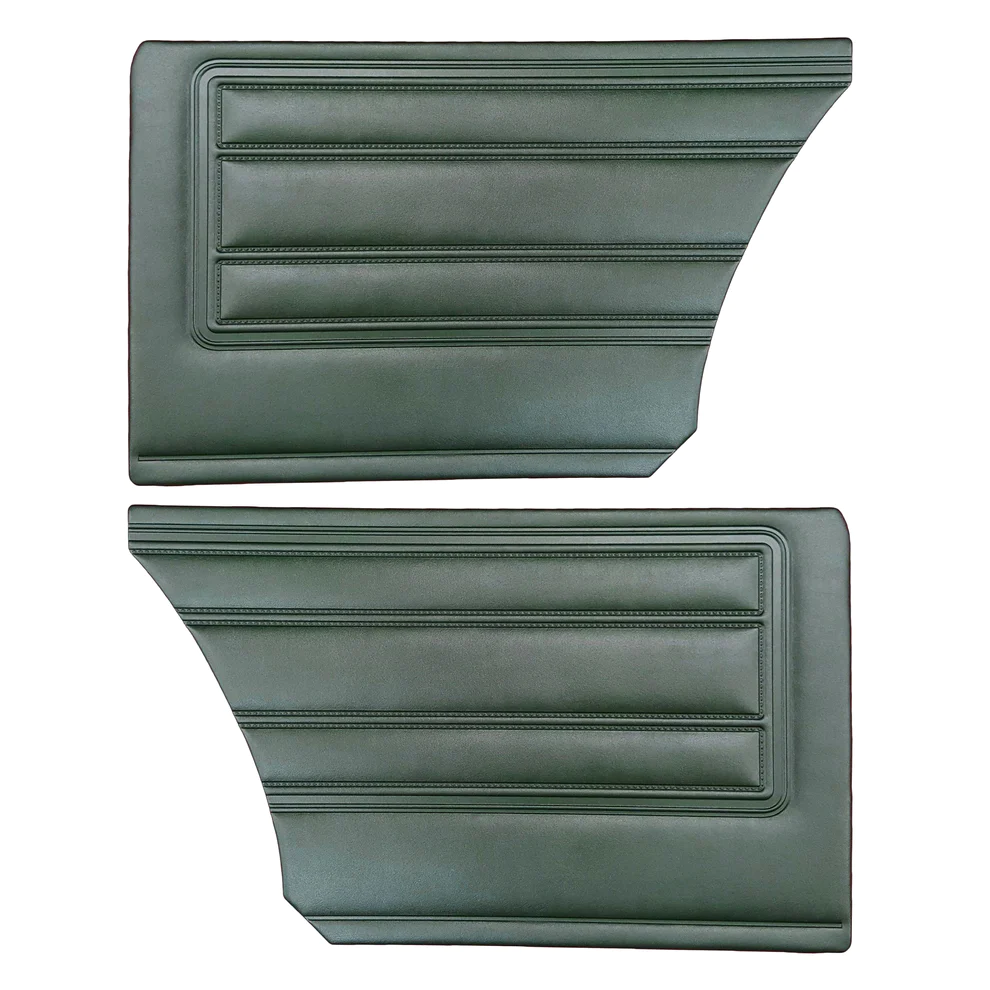 Rear door panels - Coupe or Hardtop - Pair - Bucket seat or bench Standard style. Die-electrically heat-sealed cologne grain vinyl. (annotate color at time of order or in order notes)