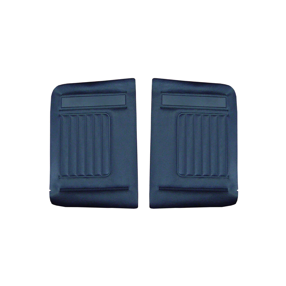 Rear door panels. PAIR. Convertibles only.
1969 Dodge Coronet R/T, 500, & Super bee
Convertible Bench style seats
Die-electrically heat sealed Coachman grain vinyl.

Choose color at time of order or place in notes for web type orders:
Black, White, Dark Metallic Blue, Dark Metallic Green, Red and Saddle.