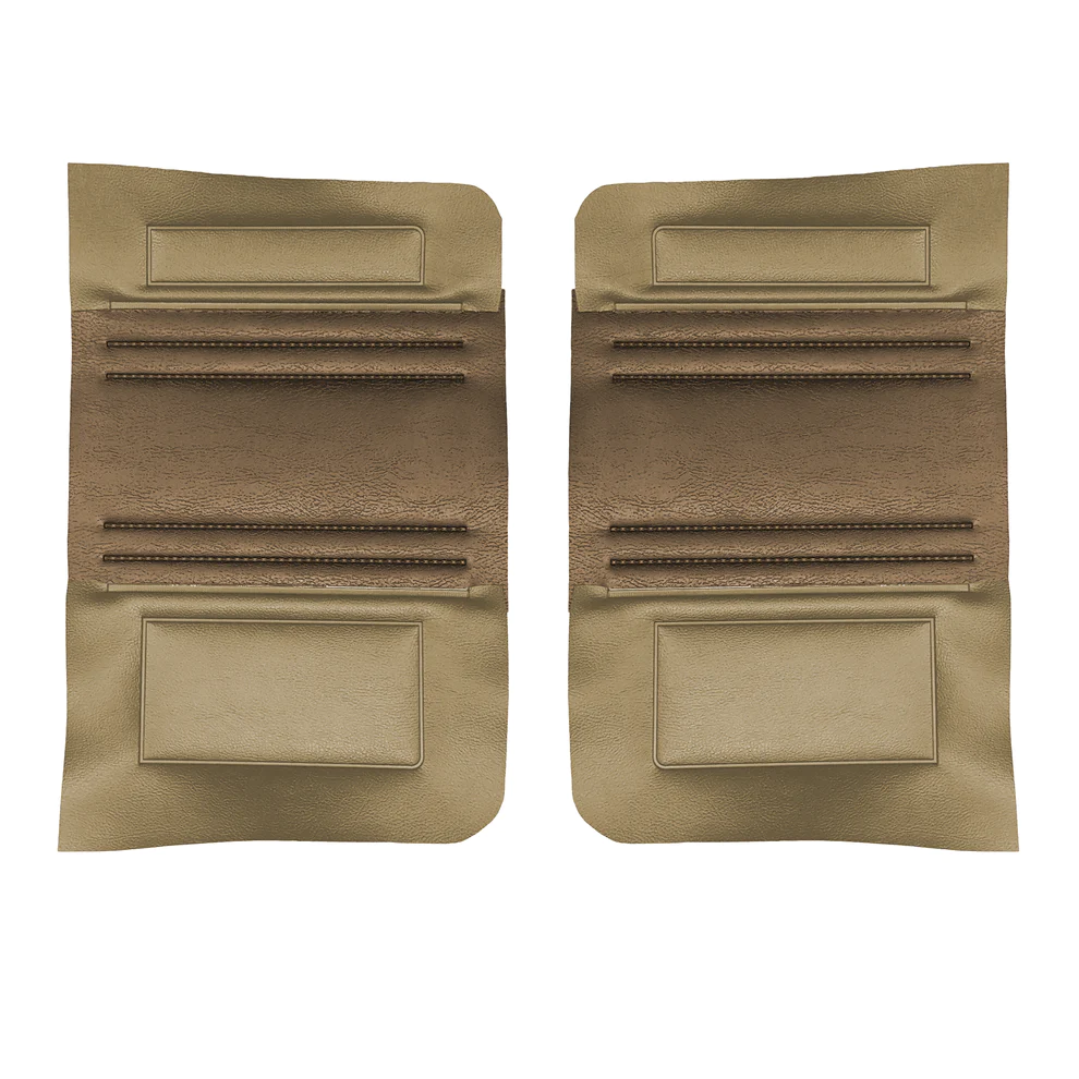 Rear door panels. Convertibles only. Price shown per PAIR.
1969 Plymouth Satellite & Roadrunner
Bucket & "Decor" Bench style seats
Die-electrically heatsealed Coachman grain with Ascot grain middle