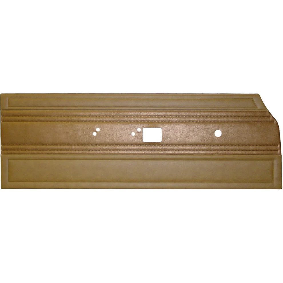 Front door panels. Price shown per PAIR.
1969 Plymouth Satellite & Roadrunner
Bucket & "Decor" Bench style seats.
Die-electrically heatsealed Coachman grain with Ascot grain middle. Requires 13 clips per panel.