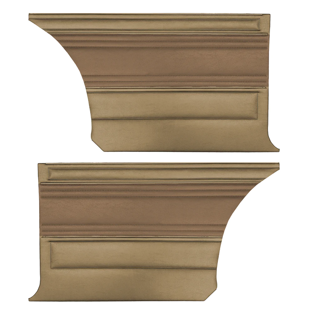 Rear door panels. Hardtops only. Price shown per PAIR.
1969 Plymouth Satellite & Roadrunner
Bucket & "Decor" Bench style seats.
Die-electrically heatsealed Coachman grain with Ascot grain middle.