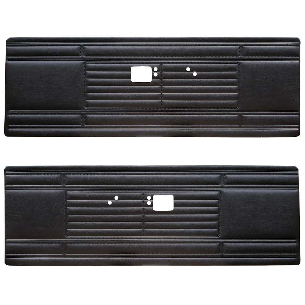 Front door panels. Pair. Standard Bucket or Bench style
Die-electrically heat-sealed coachman grain vinyl.