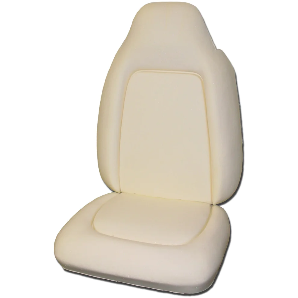 Complete Set Bucket Seat Foam (top & Bottom 
with top caps) for ONE seat.  These ARE considered "high back" bucket seat foam... Discount exempt

Fits the following Models:
1970 Cuda Vinyl seats
1970 Roadrunner, GTX, Sport Satellite, Barracuda Gran Coupe Vinyl seats
1970-71 Duster Vinyl seats
71 Demon / Challenger - cloth seats.