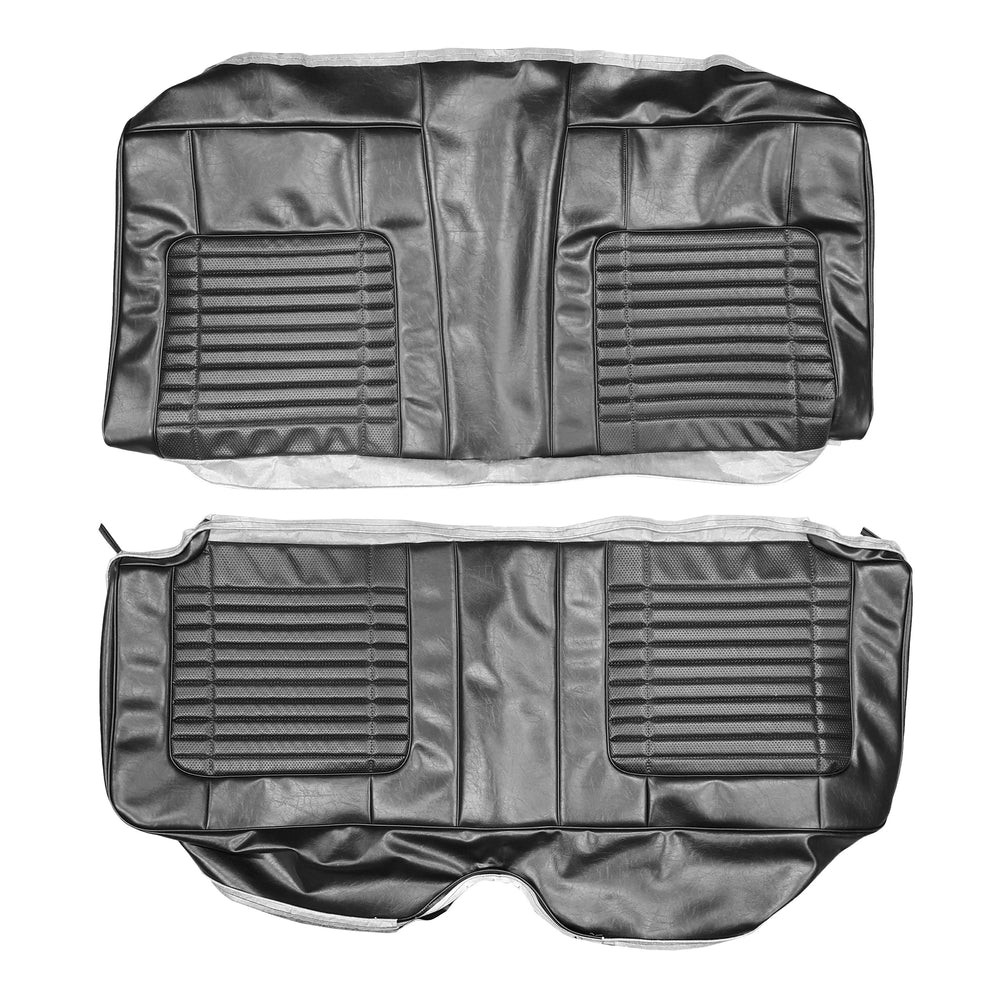 Seat Upholstery, Rear bench (Diamond Basketweave grain inserts and Krinkle grain skirts)R/T and 500 as well.