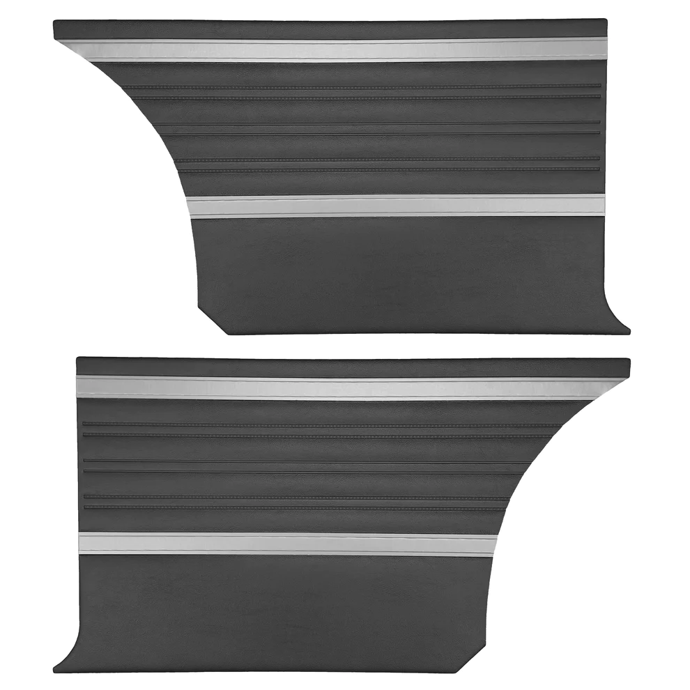 Rear door panels. Pair. Hardtops only. Deluxe bench style
Die-electrically heatsealed Coachman grain w/Belmont grain accent band
