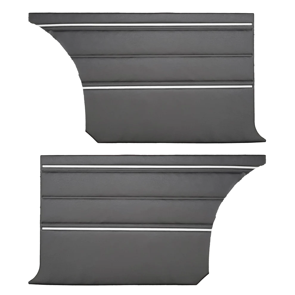 Rear door panels. Pair. Bucket & Cloth Bench style
Die-electrically heatsealed Coachman grain with embossed extruded welt.