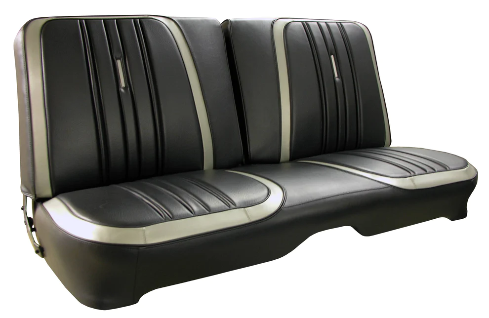 Seat Upholstery, Front split bench (Laredo grain inserts with 2" accent collar & Coachman grain skirts)