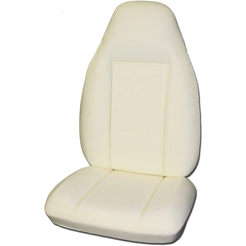 Seat foam - Complete Set Bucket Seat (top & bottom) - 1 seat of foam. Discount exempt

1970 Challenger Vinyl Style & 1970-71 Cuda & Barracuda Gran Coupe - Leather Style, 1971 Scamp / Dart Swinger Vinyl style -  applications...High back bucket seats.