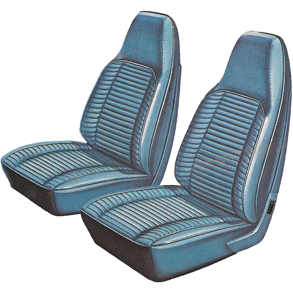 Seat Upholstery, Front Buckets, pair (Salt & Pepper cloth inserts with Coachman grain skirts – Cloth Style).  R/T, Charger 500
