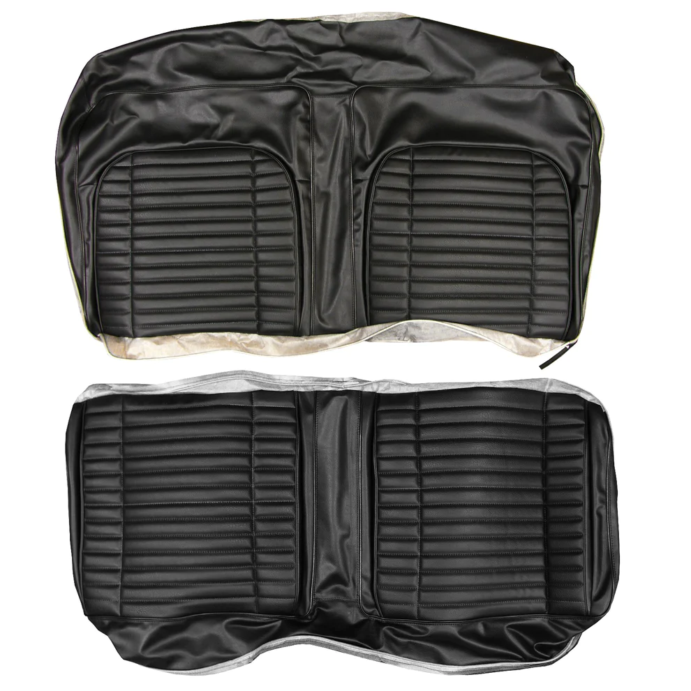 Seat Upholstery, Rear bench (El Paso grain inserts with stitched pleats and Coachman grain skirts)
