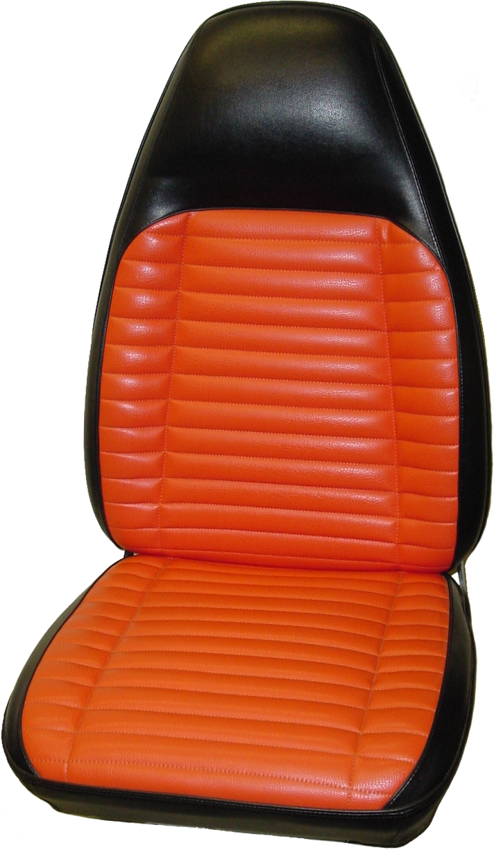 Seat Upholstery, Front buckets, pair (El Paso grain inserts with stitched pleats and Coachman grain skirts)