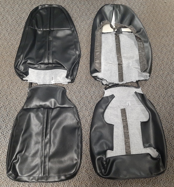 Seat Upholstery, Standard - Front buckets - pair (El Paso grain inserts and Coachman grain skirts) Available with or without the cord welt around the insert vinyl. Please note this when ordering.