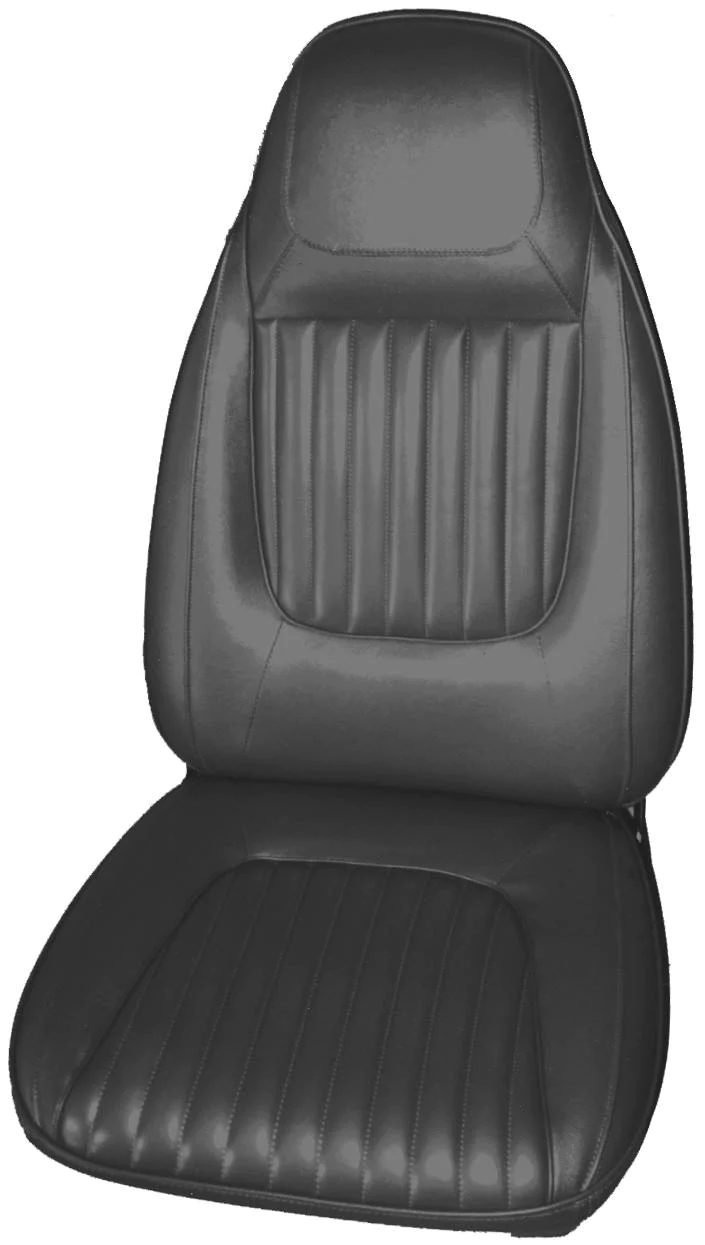 Seat Upholstery, Front buckets, pair - Deluxe (Belmont grain inserts and Coachman grain skirts)
