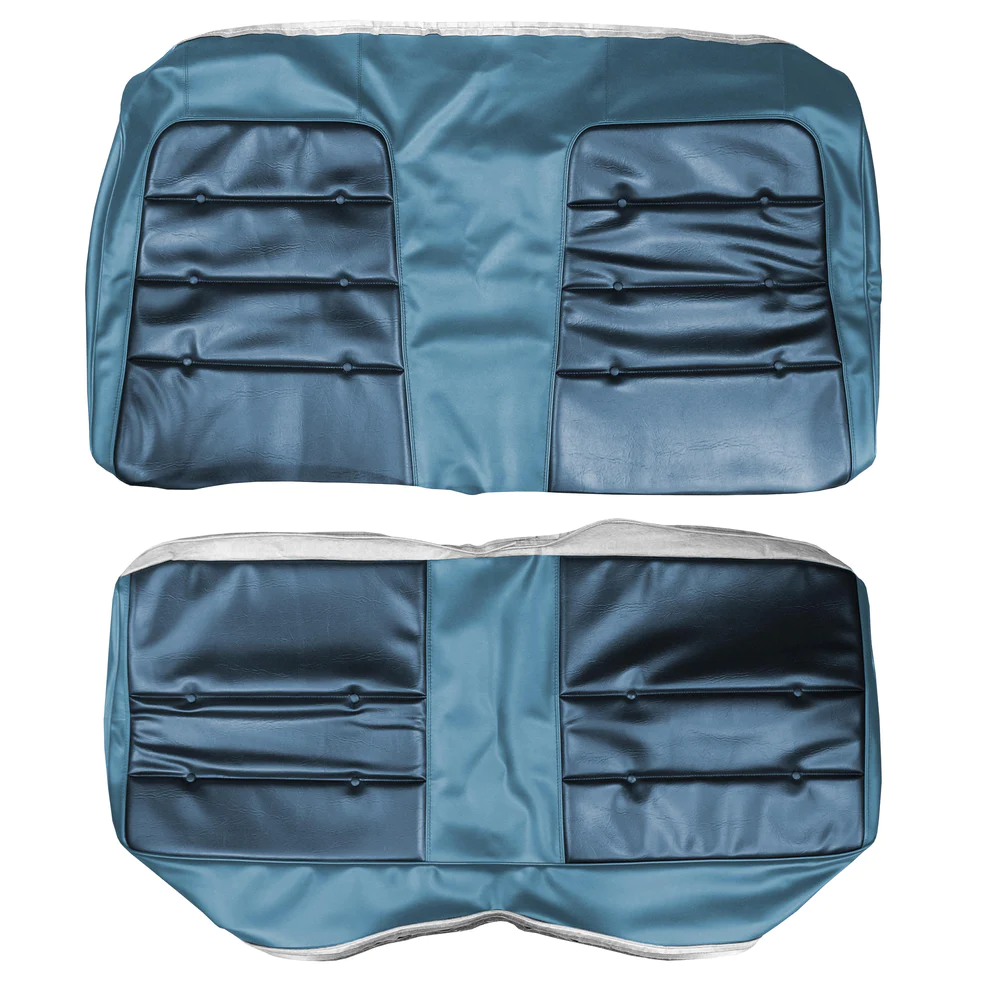 Seat Upholstery, Rear bench (Shallow Elk grain inserts with buttons and Cologne grain skirts)