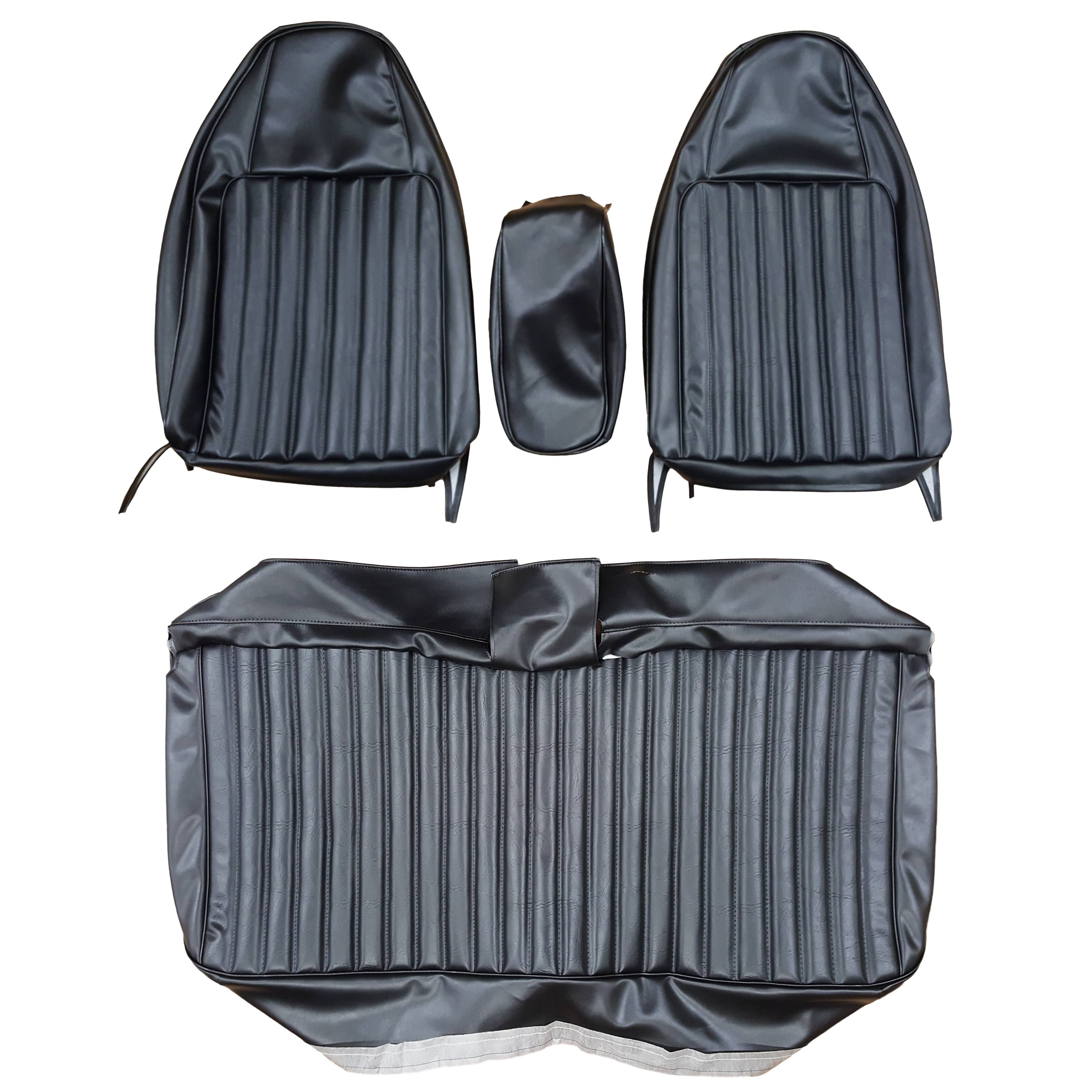 Seat Upholstery, Front Split bench with center armrest (Shallow Elk grain inserts and Oxford grain skirts)  Dart Custom 4dr / Valiant 4dr.  Additional surcharges apply to Lagoon Blue, Metallic Parchment and Light Metallic Green (76 only).
