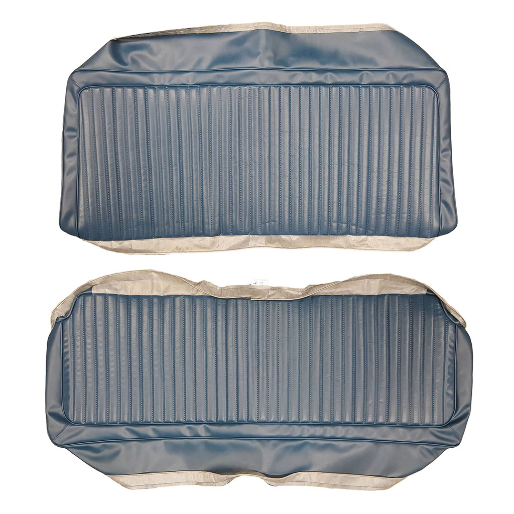 Seat Upholstery, Rear fixed bench (Shallow Elk grain inserts and Oxford grain skirts).  Light Metallic blue, Metallic Parchment, Light Metallic Green (76 only), and Ember Gold (74 only) have additional charges - please inquire.
