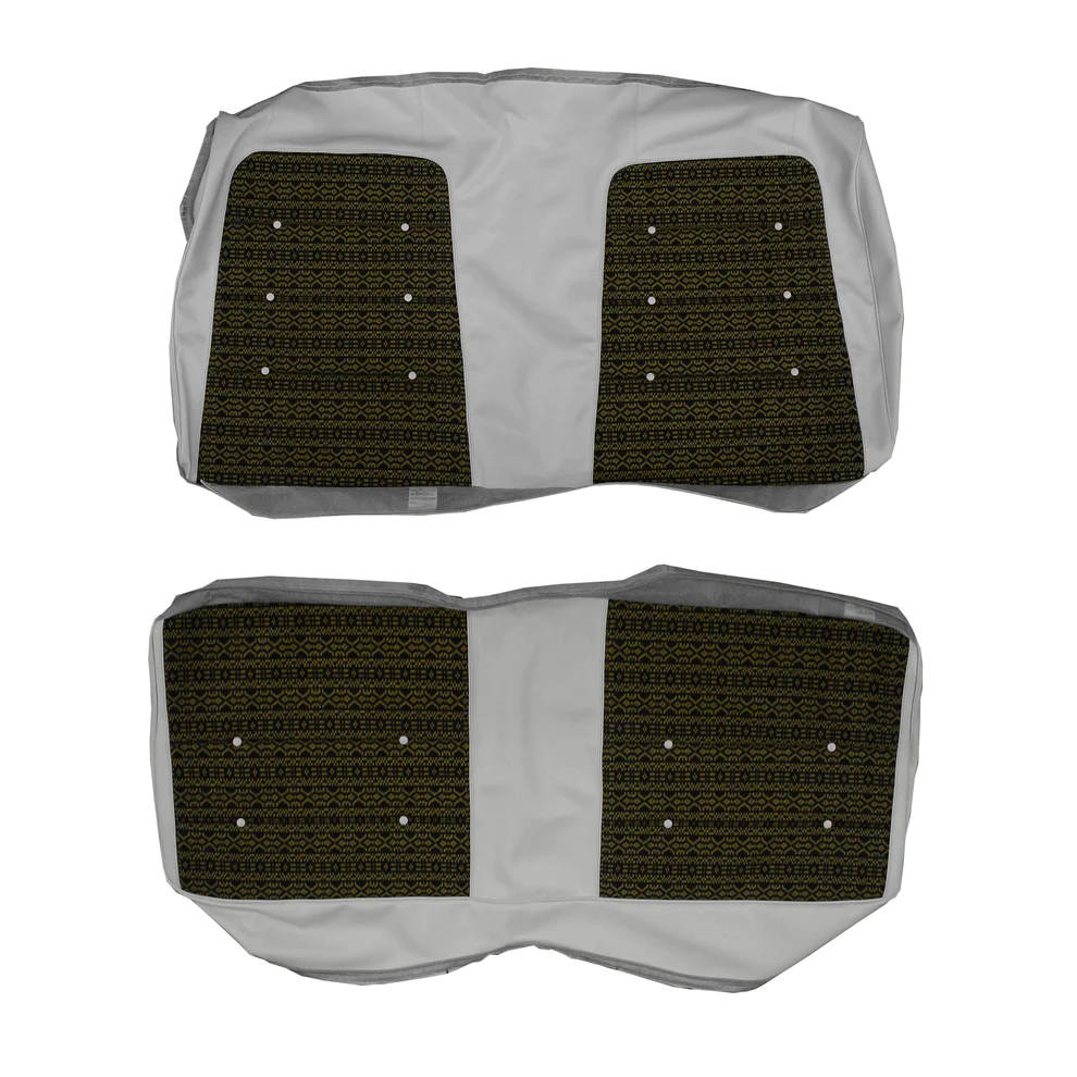 Seat Upholstery, Deluxe - Rear bench (Aztec cloth inserts with buttons & Oxford grain skirts ) Charger SE models as well.