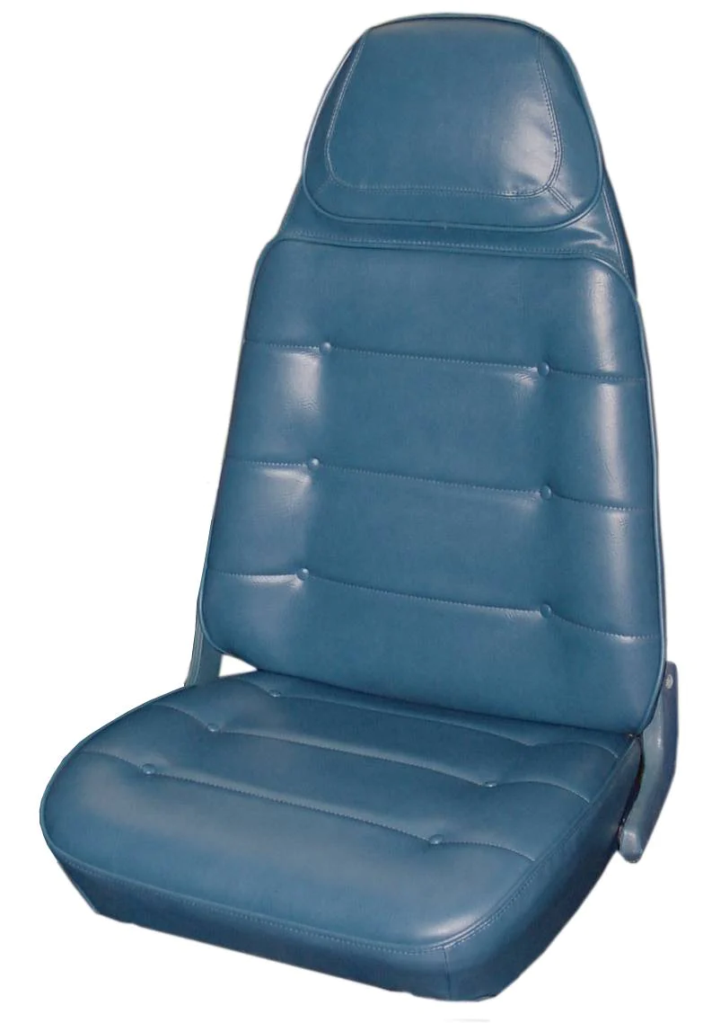 Seat Upholstery, Front buckets, pair (Shallow Elk inserts with buttons and Oxford grain skirts)