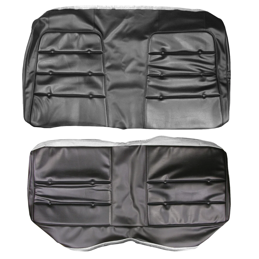 Seat Upholstery, Rear bench (Shallow Elk inserts with buttons and Oxford grain skirts)