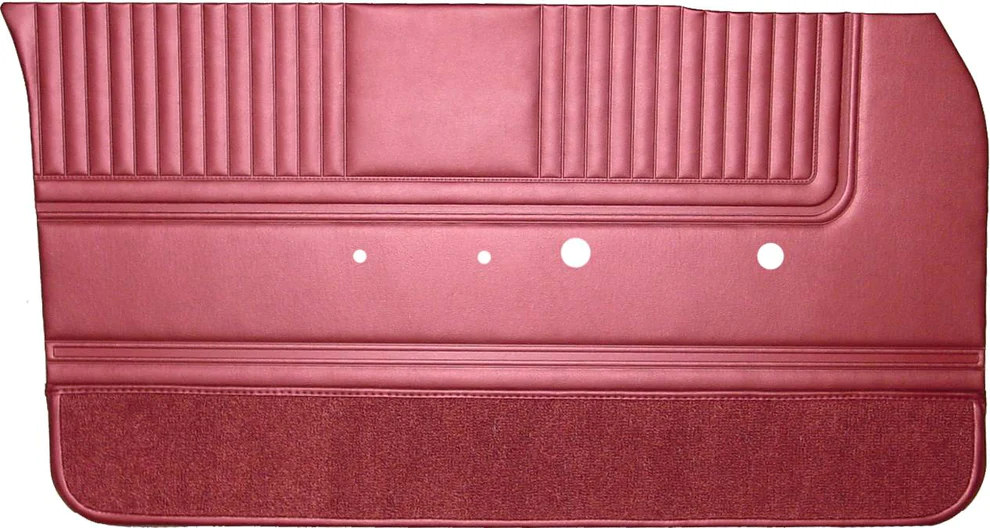 Front door panels. Pair. Die-electrically heatsealed Cologne grain uppers & Bison grain middle w/carpeted lower section.