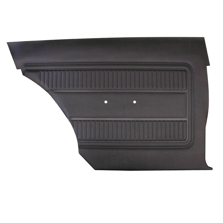 Rear door panels. Pair.
Bucket style. Hardtop.
Featuring die-electrically heat-sealed bison grain vinyl.

Please indicate color choice in the NOTES box.

These are NOT mounted to the panel / backing boards.  Additional charge / fee is required if you wish for these to be mounted to the backing boards as well as the top mounting metal rails which go to the backside of the panel.